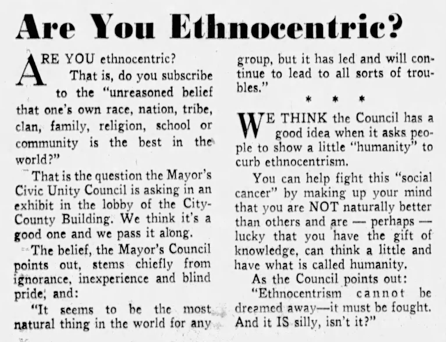 Are You Ethnocentric? editorial