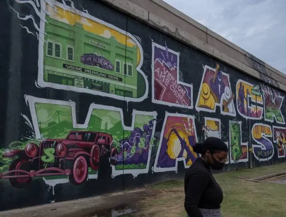 The Black Wall Street mural in modern Greenwood