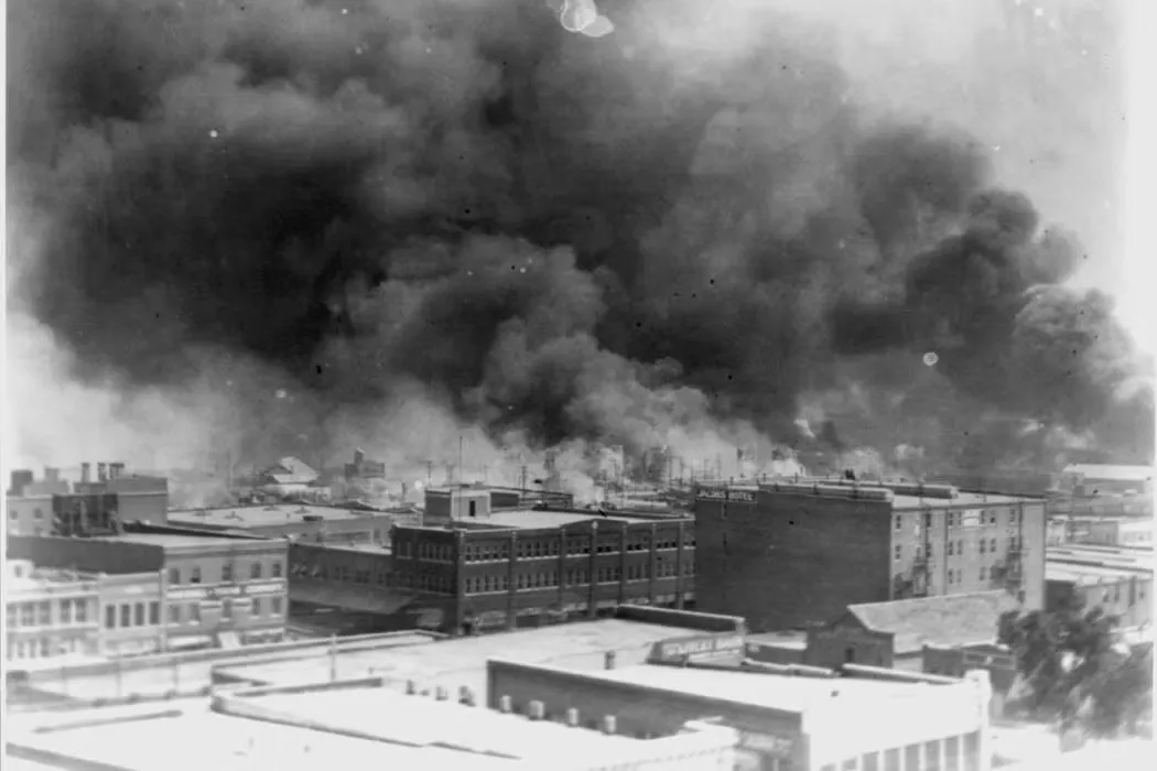 Greenwood burning during the massacre