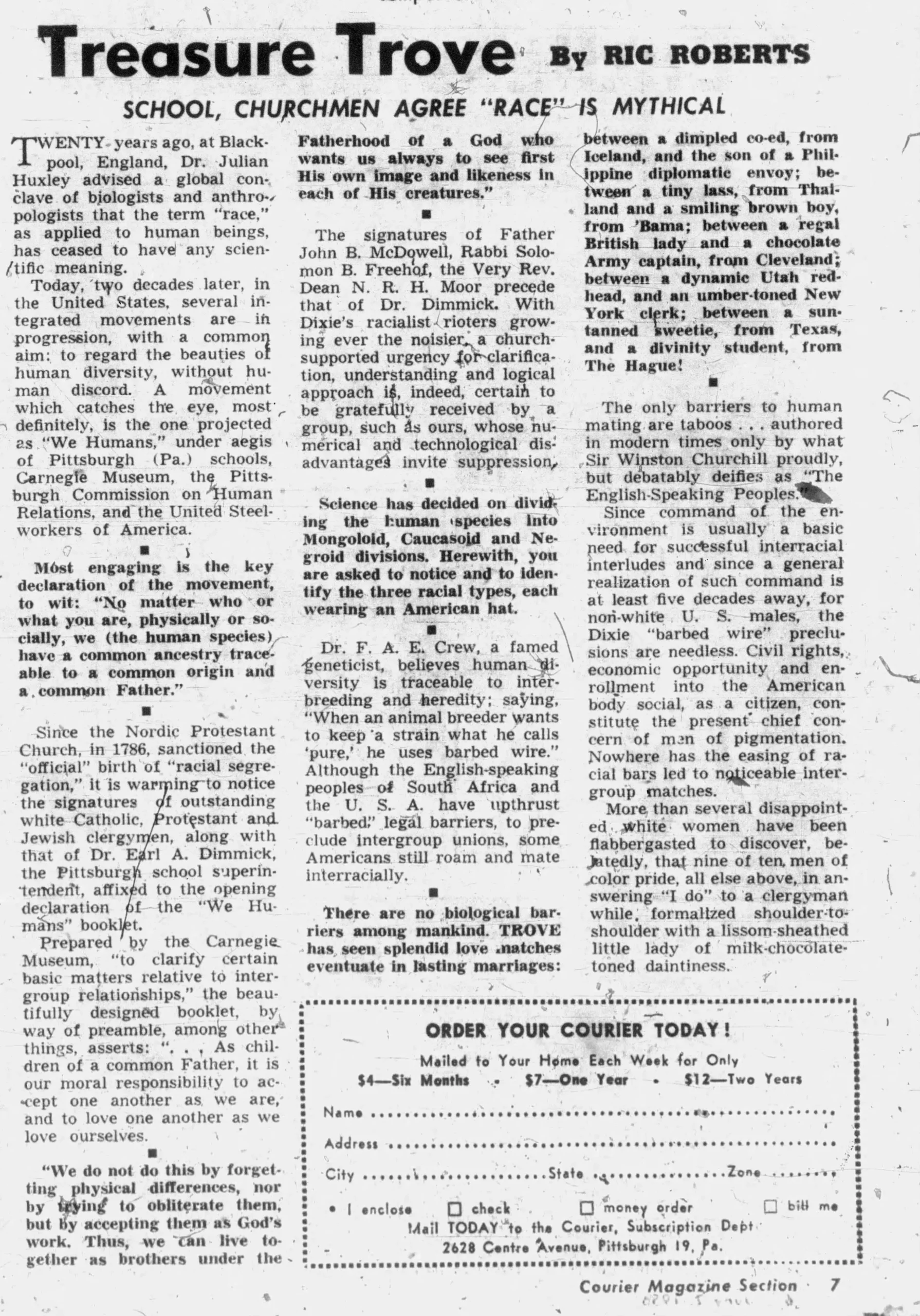 Pittsburgh Courier article